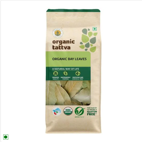 Organic Tattva Organic Bay Leaves - Natural, Vegan, Gluten-Free & No Additives, 50 g