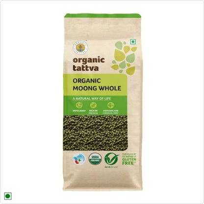 Organic Tattva Organic Green Moong - Whole/ Sabut, 500 g Pouch