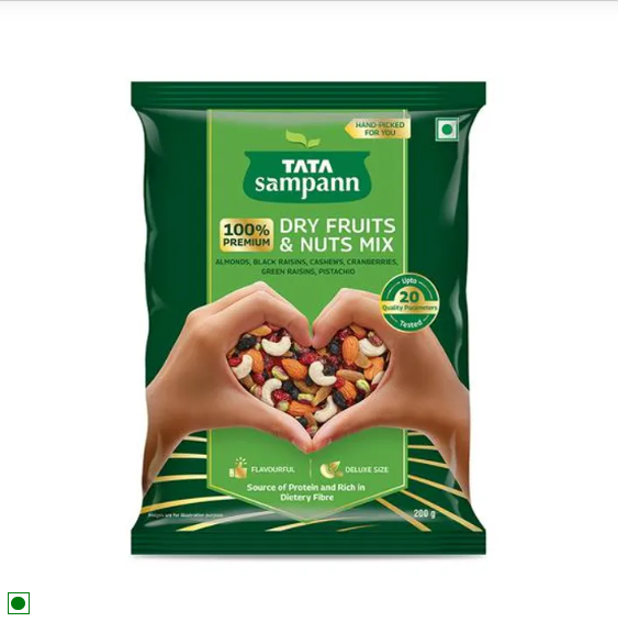 Tata Sampann  Dry Fruits & Nuts Mix |Almonds, Black Raisins, Cashews, Cranberries, Green raisins, and Pistachio Kernels 200 g