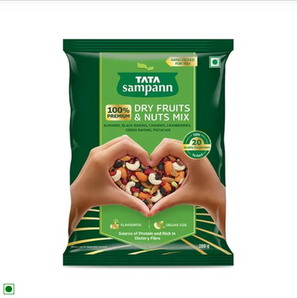 Tata Sampann  Dry Fruits & Nuts Mix |Almonds, Black Raisins, Cashews, Cranberries, Green raisins, and Pistachio Kernels 200 g