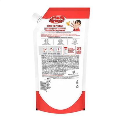 Lifebuoy Total 10+ Handwash - 99.9% Germ Protection, Active Silver 10+ Formula, 725 ml Refill