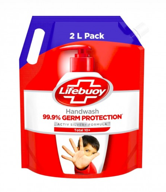 Lifebuoy Total 10+ Handwash - 99.9% Germ Protection, Active Silver 10+ Formula, 725 ml Refill