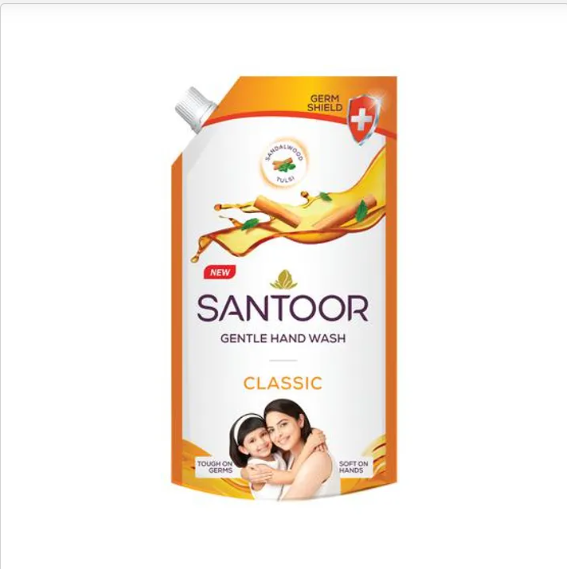 Santoor Classic Gentle Hand Wash - Sandalwood & Tulsi, 12 x 750 ml Multipack