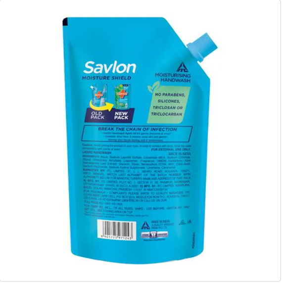 Savlon Moisture Shield Germ Protection Liquid Handwash - 90% Natural Origin, 675 ml