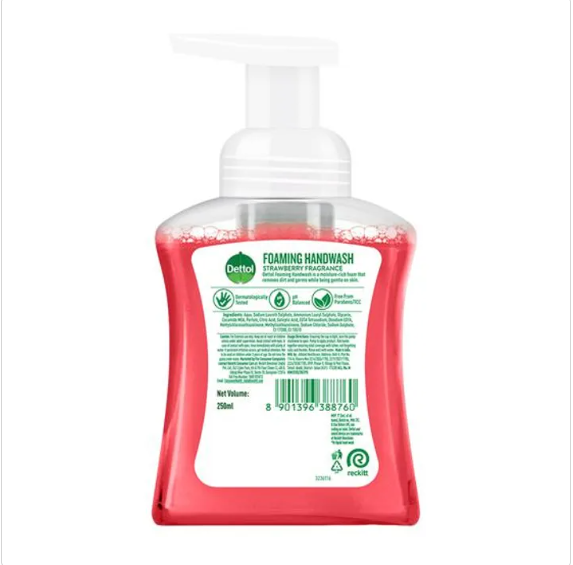 Dettol Foaming Handwash - 10x Better Germ Protection, Strawberry, 3x250 ml pump (Multipack)