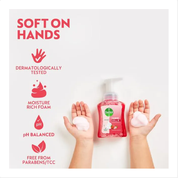 Dettol Foaming Handwash - 10x Better Germ Protection, Strawberry, 3x250 ml pump (Multipack)