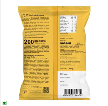 24 Mantra Organic Organic - Puffed Rice/Kadle Puri, 200 g Pouch