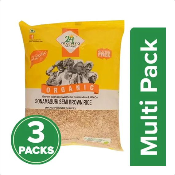 24 Mantra Organic Semi Brown Rice, 2x5 kg Multipack