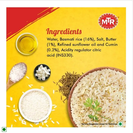 MTR Ready To Eat - Jeera Rice, 250 g Carton