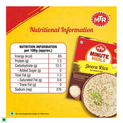 MTR Ready To Eat - Jeera Rice, 250 g Carton