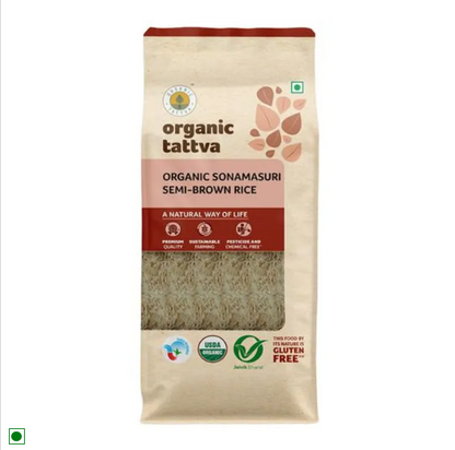 Organic Tattva Sonamasuri Rice/Akki - Brown, 5 kg Pouch