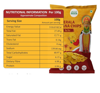 Beyond Snáck Kerala Banana Chips-Peri Peri Flavour 300g (AS SEEN ON Shark Tank India) - (3X100g)