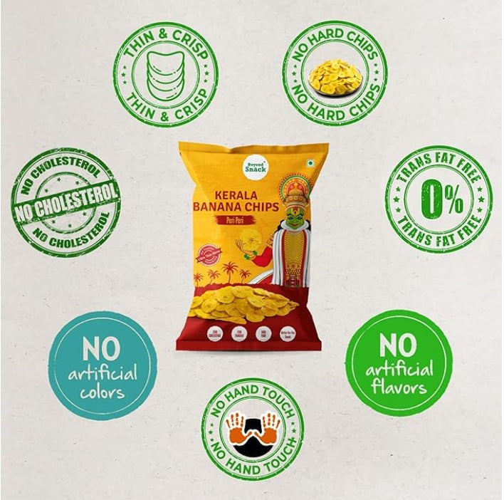 Beyond Snáck Kerala Banana Chips-Peri Peri Flavour 300g (AS SEEN ON Shark Tank India) - (3X100g)