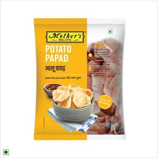 Mother's Recipe Papad - Potato With Rock Salt, Crispy & Flavourful, 70 g Pouch