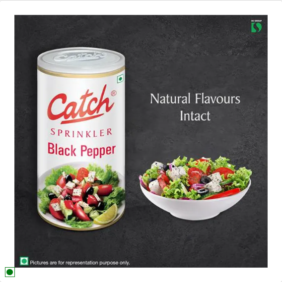 Catch Black Pepper Sprinklers - Adds Flavour & Aroma, 100 g Can