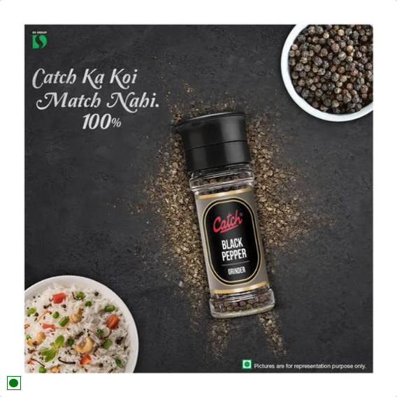 Catch Black Pepper/Kari Menasu - Grinder, 50 g Glass Bottle