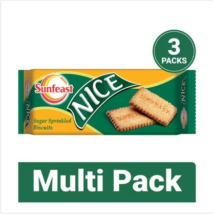 Sunfeast Nice - Sugar Sprinkled Biscuits, 3x142.8 g (Multipack)