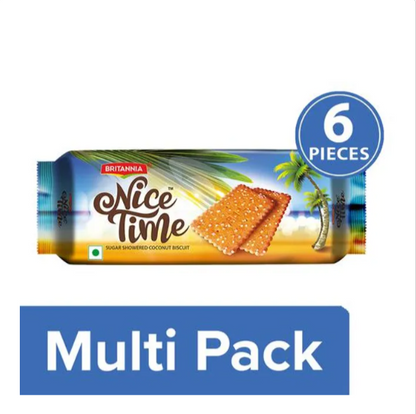 Britannia Nice Time - Sugar Showered Coconut Biscuits, 6x143 g Multipack