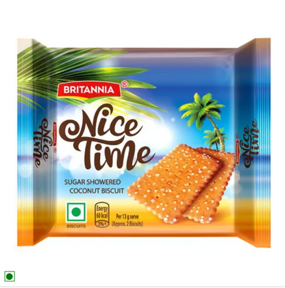 Britannia Nice Time - Sugar Showered Coconut Biscuits, 6x143 g Multipack