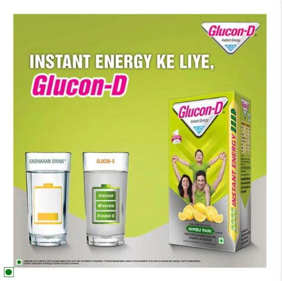 Glucon-D Instant Energy Health Drink - Nimbu Pani, 1 kg Refill