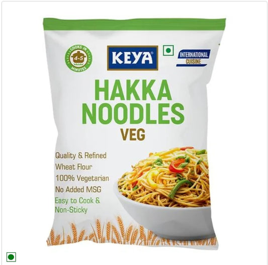 Keya Hakka Noodle Veg - Refined Wheat Flour, Easy To Cook & Non Sticky, 100% Veg, 150 g Pouch