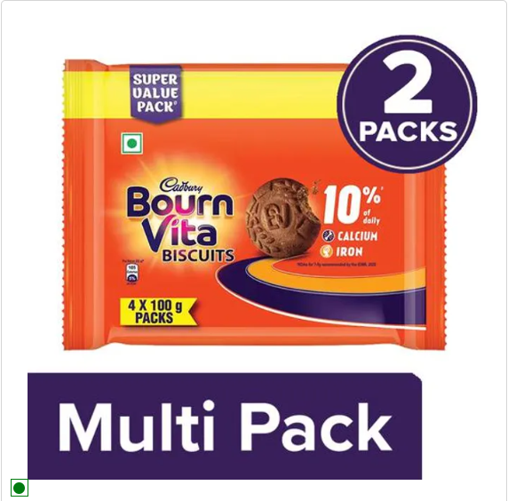 Cadbury Bournvita Biscuits - Super Value Family Pack, 2 x 400 g Multipack