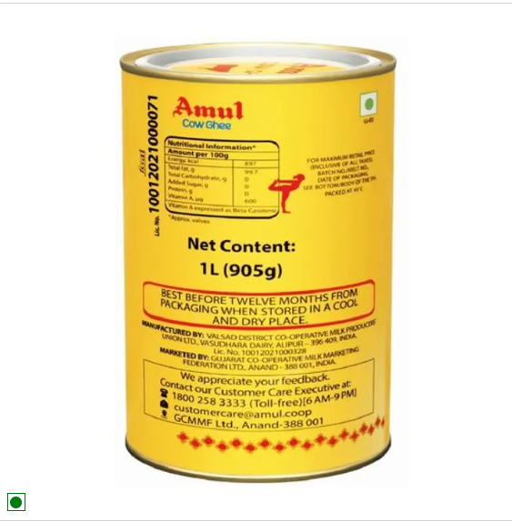 Amul High Aroma Cow Ghee, 2 x 1 L Multipack