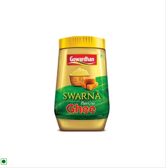 Gowardhan Swarna Pure Cow Ghee/Tuppa, 1 L Jar