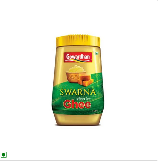 Gowardhan Swarna Pure Cow Ghee/Tuppa, 1 L Jar