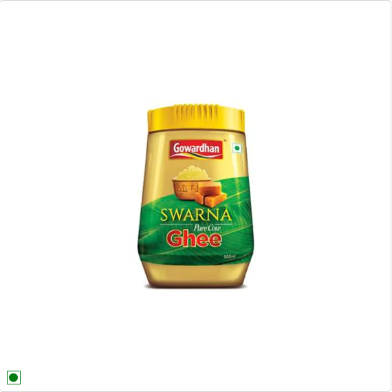 Gowardhan Swarna Pure Cow Ghee/Tuppa, 1 L Jar