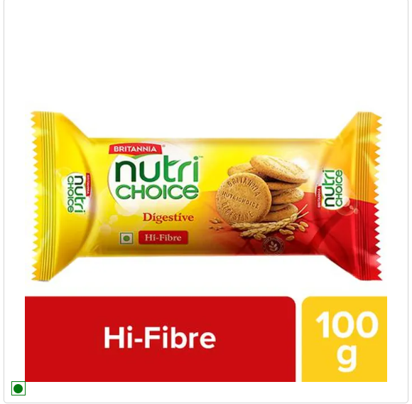 Britania Nutri Choice Digestive High Fibre Biscuits - Made From Whole Wheat & Bran, Healthy Snack, 1 kg