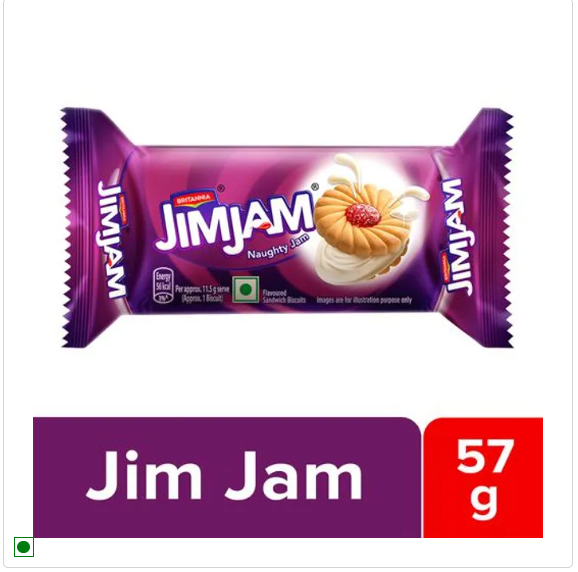 Britannia Jimjam Cream Biscuits, 57 g