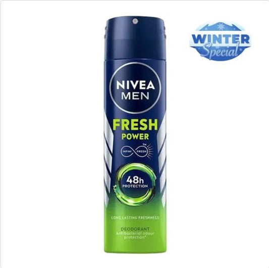 NIVEA Fresh Power Men Deodorant - 48h Long Lasting Freshness With Fresh Musk Scent, 150 ml