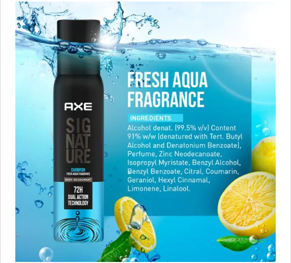 Axe Signature Champion Body Deodorant - Long Lasting, No Gas, For Men, 200 ml