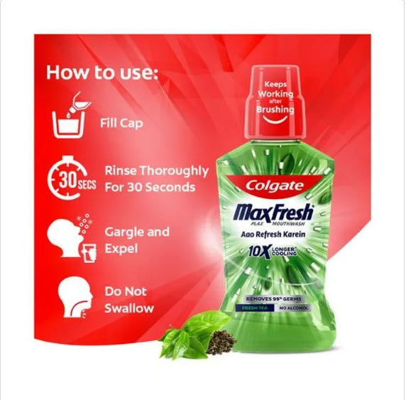 Colgate Maxfresh Plax Mouthwash - Fresh Tea, 500 ml