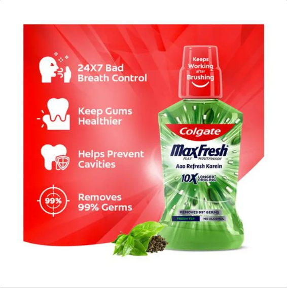 Colgate Maxfresh Plax Mouthwash - Fresh Tea, 500 ml