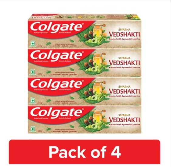 Colgate Toothpaste - Swarna Vedshakti Natural, 4x200 g Multipack