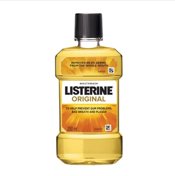 Listerine Mouthwash Liquid - Original, Removes 99.9% Germs, 250 ml