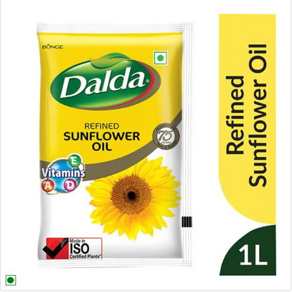 Dalda Refined Sunflower Oil, 1 L Pouch