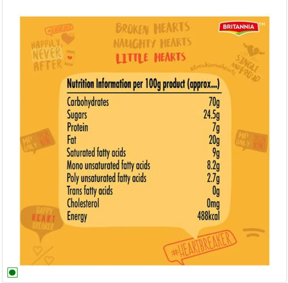 Britannia Little Hearts Biscuits, 75 g