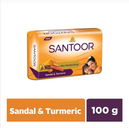 Santoor Skin Moisturizing Sandal & Turmeric Bathing Soap, 125 gm (Pack of 8)