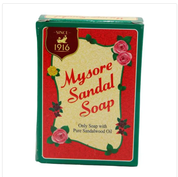 Mysore Sandal Pure Sandalwood Oil Soap, Keeps Skin Glowing, Soft, Blemish-Free, 150 g Carton