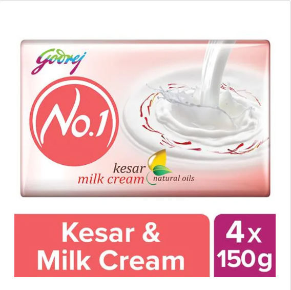 Godrej No.1 Kesar & Milk Cream Bathing Soap, 100 g (Pack of 5)