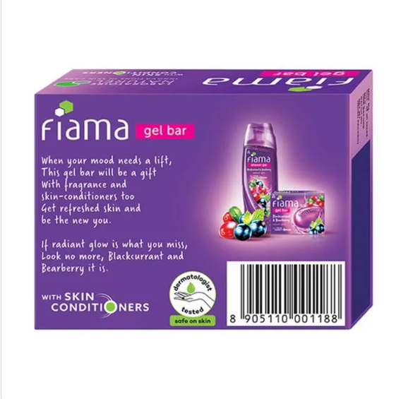 Fiama Blackcurrant & Bearberry Gel Bar - Radiant Glow, With Skin Conditioners, 125 g