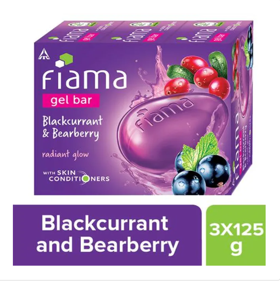 Fiama Blackcurrant & Bearberry Gel Bar - Radiant Glow, With Skin Conditioners, 125 g