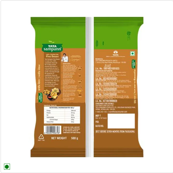 Tata Sampann Fine Besan/Besan Peeth - 100% Chana Dal, 500 g