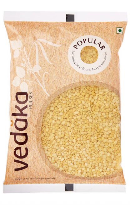 Vedaka Popular Moong Dal (Yellow), 1kg|Rich in Protein|No Cholesterol|No Additives