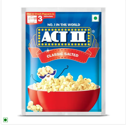 ACT II Instant Popcorn - Classic Salted, Snacks, 30 g Pouch