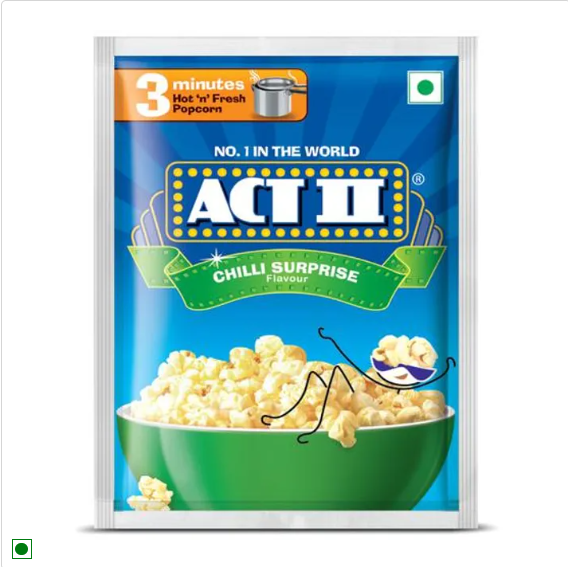 ACT II Instant Popcorn - Chilli Surprise Flavour, Snacks, 30 g Pouch