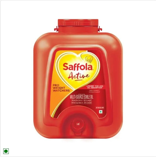 Saffola Active Refined Cooking Oil - Blend Of Rice Bran & Soyabean Oil. Pro Weight Watchers, 15 L Jar